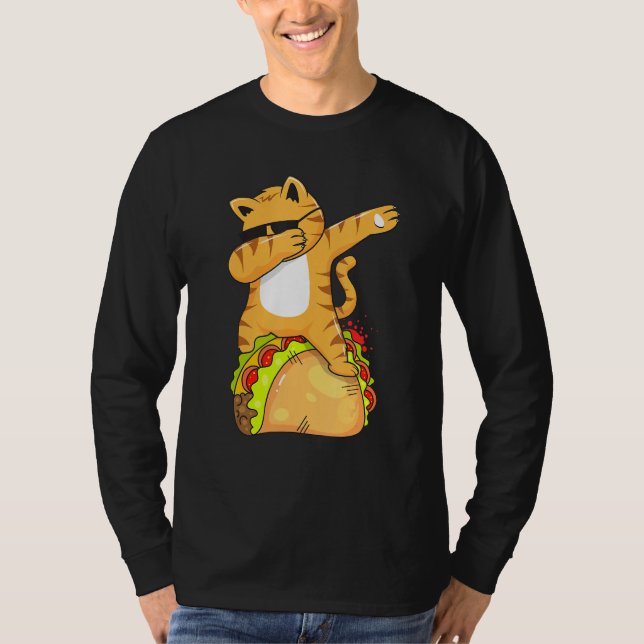 Dabbing Cat With Sunglass Riding A Taco T-Shirt (Vorderseite)