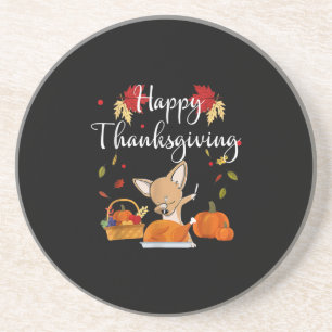 Dabbing Chihuahua DogTürkei Glückwunsch Thanksgivi Getränkeuntersetzer