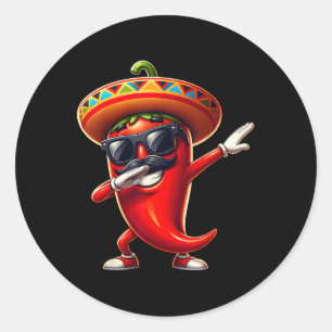 Dabbing Chili Cinco de Mayo Mexiko Lebensmittel fü Runder Aufkleber