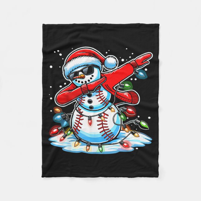 Dabbing Christmas Baseball Snowman Boys Baseball W Fleecedecke (Vorderseite)