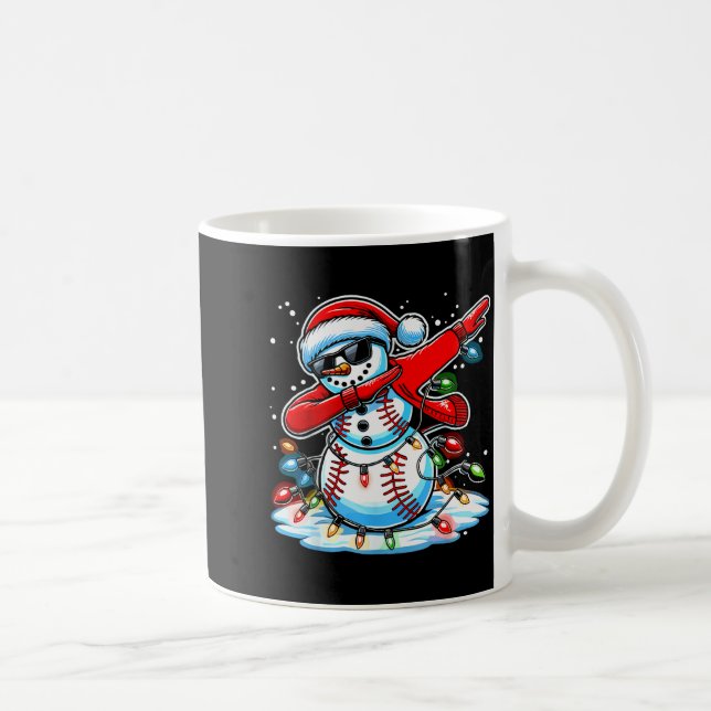 Dabbing Christmas Baseball Snowman Boys Baseball W Kaffeetasse (Rechts)