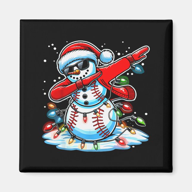 Dabbing Christmas Baseball Snowman Boys Baseball W Magnet (Vorne)