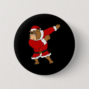 Dabbing Christmas Bulldog Funny Cute Christmas Dog Button