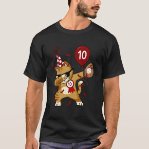 Dabbing Coole Katze Baseball 10. Geburtstag T-Shirt