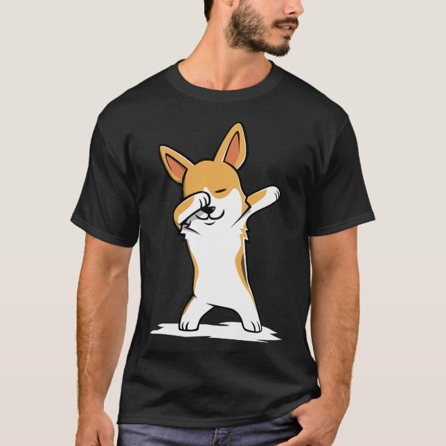 Dabbing Corgi Funny T-Shirt (Vorderseite)