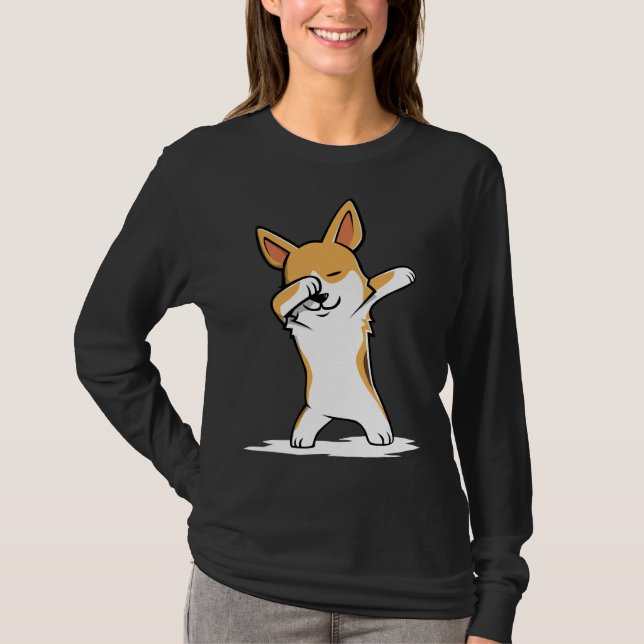 Dabbing Corgi Funny T-Shirt (Vorderseite)