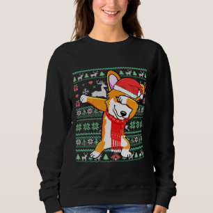 Dabbing Corgi Hund Ugly Christmas Sweater Xmas Kos Sweatshirt