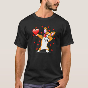 Dabbing Corgi Sonnenbrille Herz Liebe Valentinstag T-Shirt