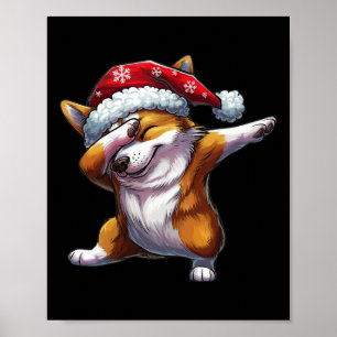 Dabbing Corgi Weihnachtsmannmütze Weihnachten Dab Poster