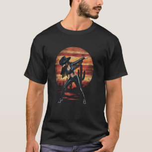 Dabbing Cowgirl Sonnenuntergang Western Kaktus Wüs T-Shirt