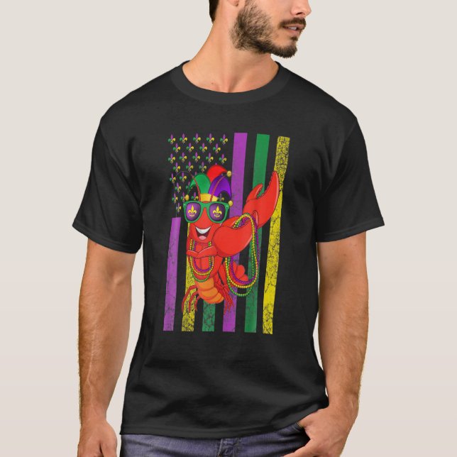 Dabbing Crawfish Mask Mardi Gras Celebration Ameri T-Shirt (Vorderseite)
