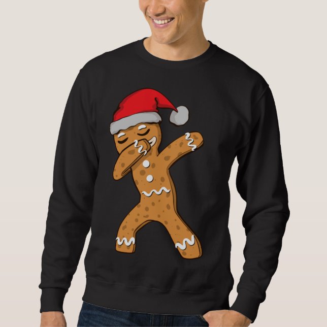 Dabbing Dab Gingerbread Mann Weihnachten Sweatshirt (Vorderseite)