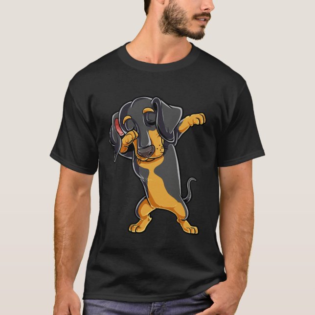 Dabbing Dachshund  Dog   Boys Kids Dab Dance T-Shirt (Vorderseite)