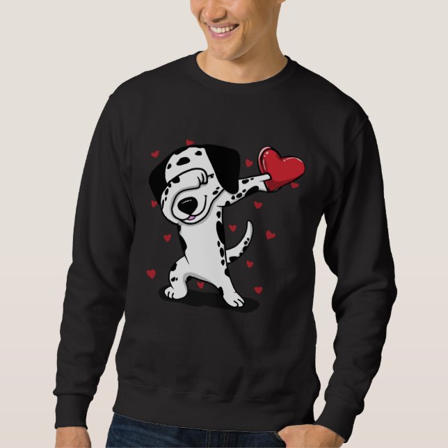 Dabbing Dalmatian Heart Valentine s Day  Boys Girl Sweatshirt (Vorderseite)