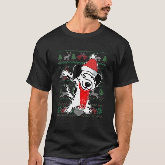 Dabbing Dalmatian Ugly Christmas Sweater Party Cos T-Shirt (Vorderseite)