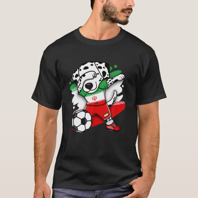 Dabbing Dalmatiner Dog Iran Soccer Fans Jersey Foo T-Shirt (Vorderseite)