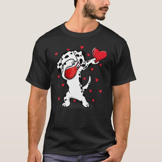 Dabbing Dalmatiner & Face Mask Dab Dance Funny Val T-Shirt (Vorderseite)
