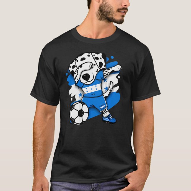 Dabbing Dalmatiner Honduras Soccer Fans Jersey Foo T-Shirt (Vorderseite)
