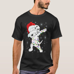 Dabbing Dalmatiner Hund tragen Weihnachtsmannmütze T-Shirt