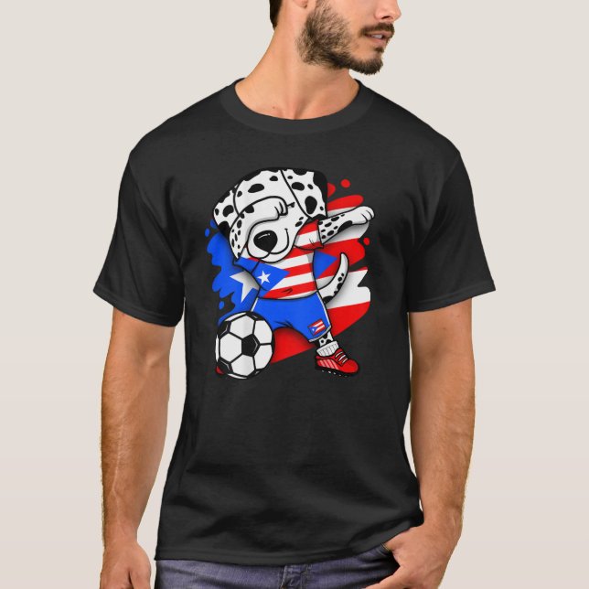 Dabbing Dalmatiner Puerto Rico Soccer Fans Jersey  T-Shirt (Vorderseite)