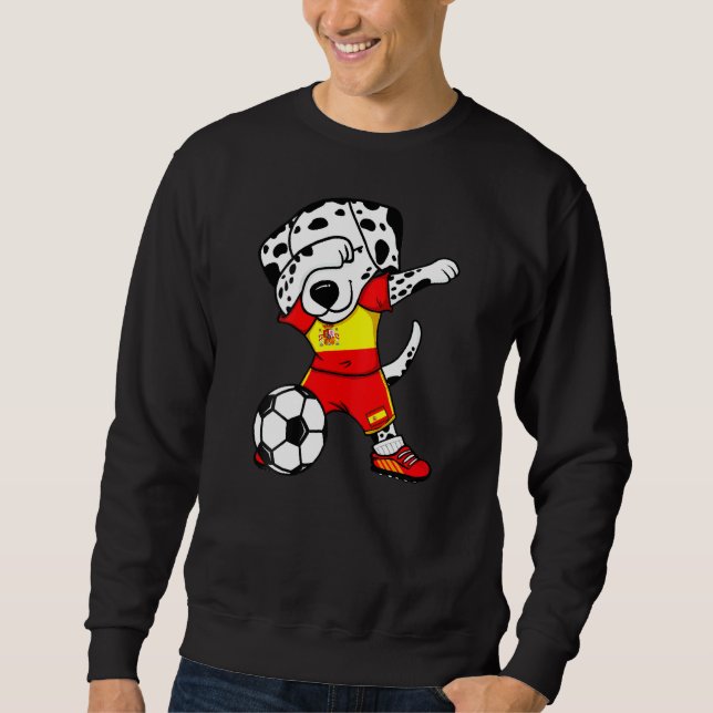 Dabbing Dalmatiner Spain Soccer Fans Jersey Spanis Sweatshirt (Vorderseite)