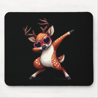 Dabbing Dance Deer Heart Sungles  Mousepad