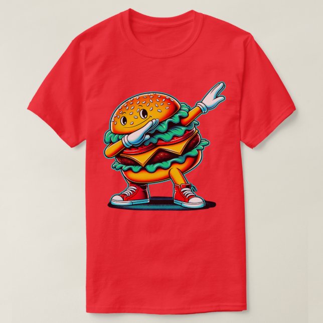 Dabbing Dancing Burger Funny Hamburger Food Feinsc T-Shirt (Design vorne)