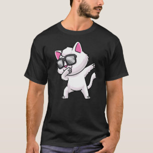 Dabbing der weißen Katze mit Sonnenbrille Tier T-Shirt