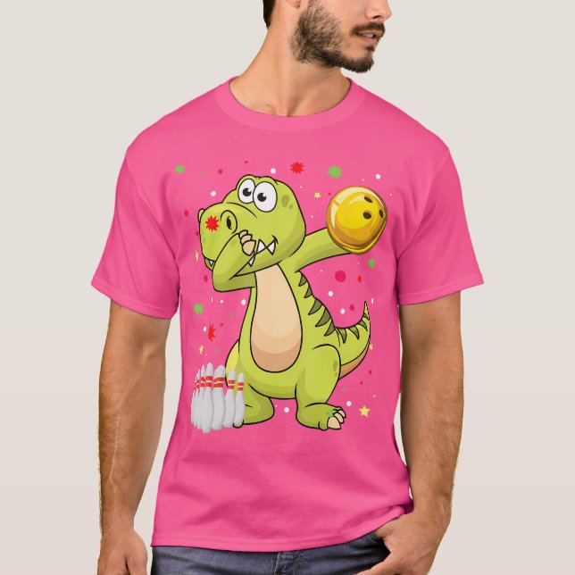 Dabbing Dinosaur Bowling Shirts Funny Bowling Boy (Vorderseite)