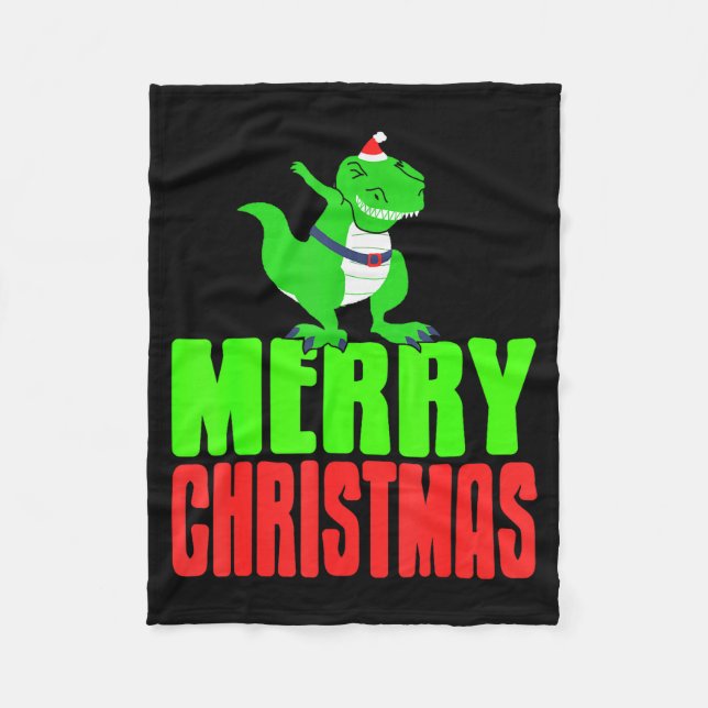 Dabbing Dinosaur Merry Christmas Holiday Humor  Fleecedecke (Vorderseite)