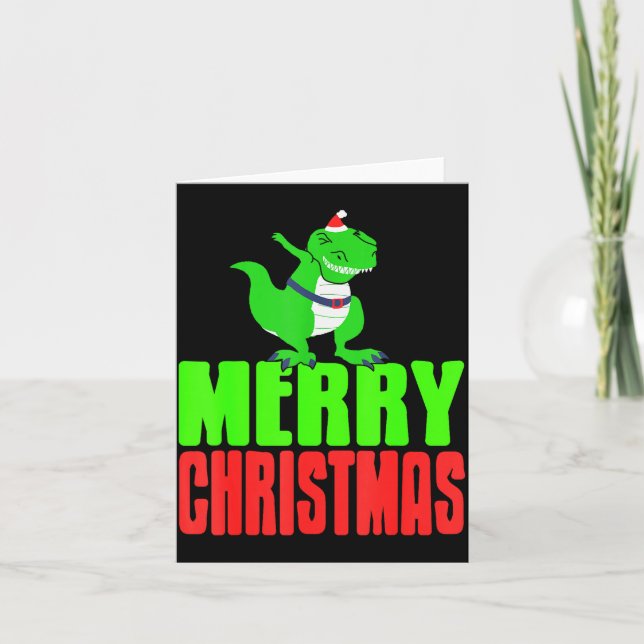 Dabbing Dinosaur Merry Christmas Holiday Humor  Karte (Vorderseite)
