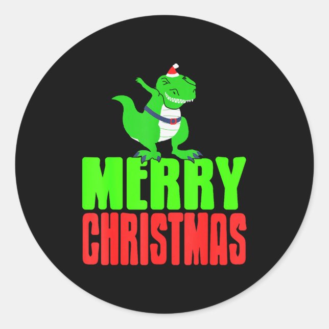Dabbing Dinosaur Merry Christmas Holiday Humor  Runder Aufkleber (Vorderseite)