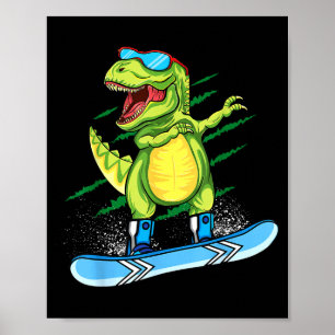 Dabbing Dinosaur Snowboarden Berg T Rex Poster