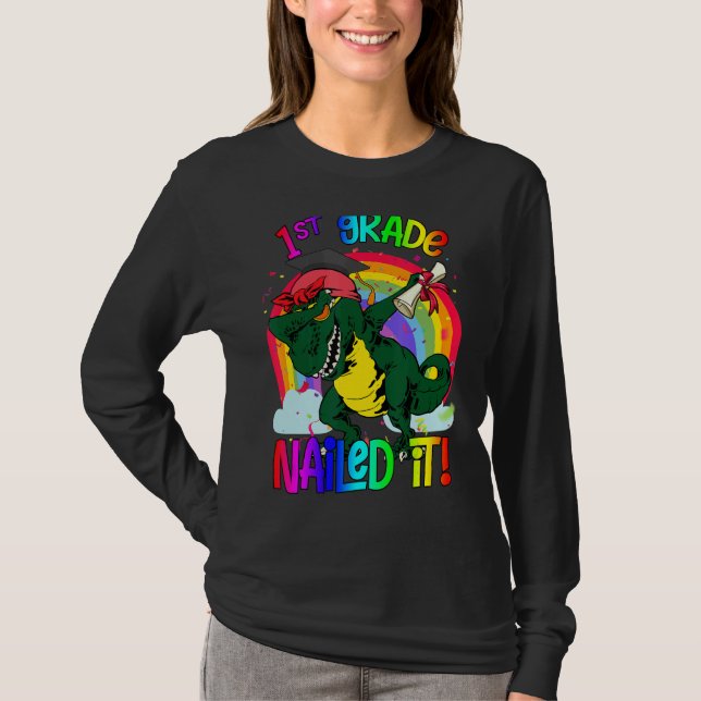 Dabbing Dinosaurier Rex Abschluss Nail I T-Shirt (Vorderseite)