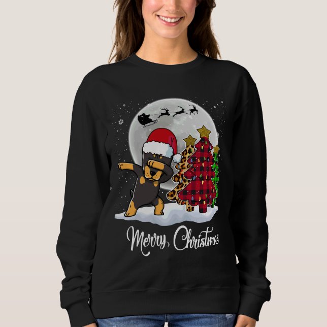 Dabbing Doberman Dab Dog Tree Funny Xmas Sweatshirt (Vorderseite)