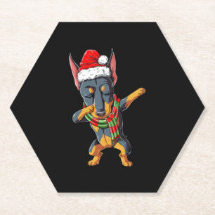 Dabbing Doberman Santa T Shirt Christmas Kids Untersetzer