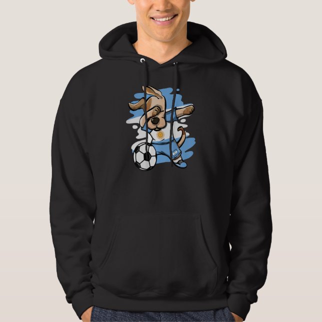 Dabbing Dog Argentina Soccer Fans Argentinian Flag Hoodie (Vorderseite)