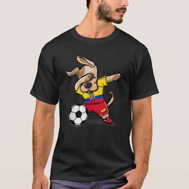 Dabbing Dog Ecuador Soccer Ecuadorean Flag Footbal T-Shirt (Vorderseite)