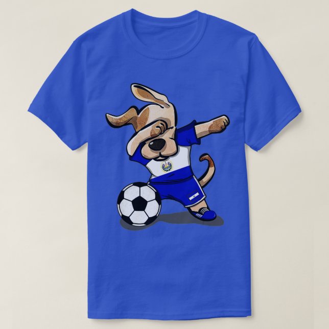 Dabbing Dog El Salvador Fußball Salvador Fahne T-Shirt (Design vorne)