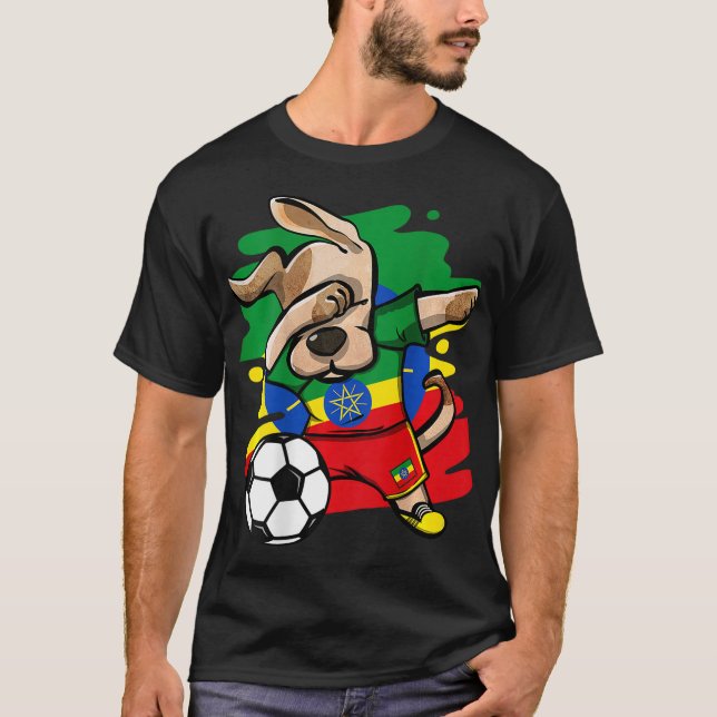 Dabbing Dog Ethiopia Soccer Fans Jersey Ethiopian  T-Shirt (Vorderseite)
