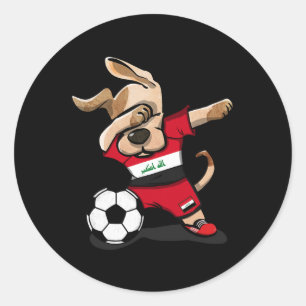 Dabbing Dog Irak Fußballfans Trikot Irakischer Fuß Runder Aufkleber