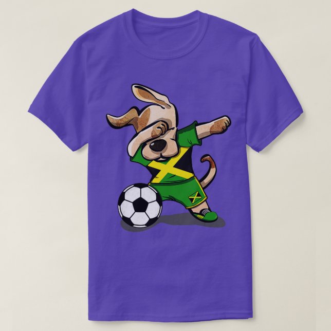 Dabbing Dog Jamaica Soccer Jamaikanische Flagge Fu T-Shirt (Design vorne)