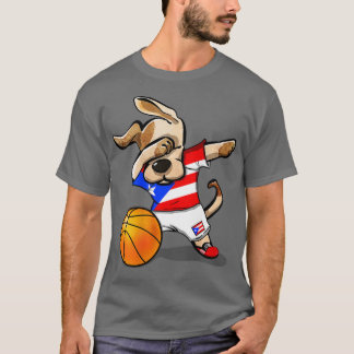 Dabbing Dog Puerto Rico Basketball Fans Jersey Spa T-Shirt