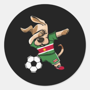Dabbing Dog Suriname Fußballfans Jersey - Runder Aufkleber
