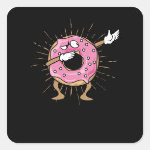 Dabbing Donut Dancing Donut Quadratischer Aufkleber