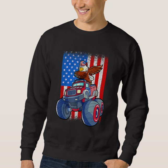 Dabbing Eagle Monster Truck 4th Of July Boys Ameri Sweatshirt (Vorderseite)