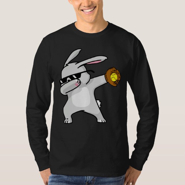 Dabbing Easter Bunny Kids Softball Dab Dance T-Shirt (Vorderseite)