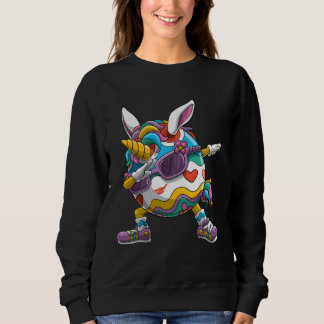 Dabbing Easter Unicorn Rabbit Ears Egg Women Girls Sweatshirt