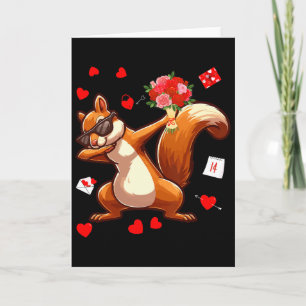 Dabbing-Eichhörnchen mit Blumen Valentinstag H Karte