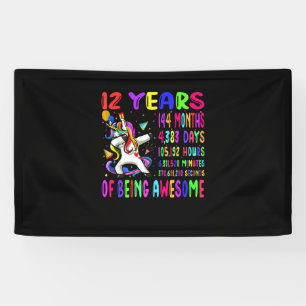 Dabbing Einhorn 12 Jahre 144 Monate Kinder 12. Geb Banner